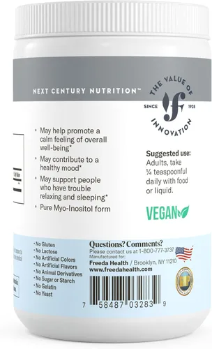 Vista 8 de FREEDA Polvo puro de mio-inositol – Vitamina B8 para hormonas, estado de ánimo y salud celular – Apoya la fertilidad, la concentración, la energía