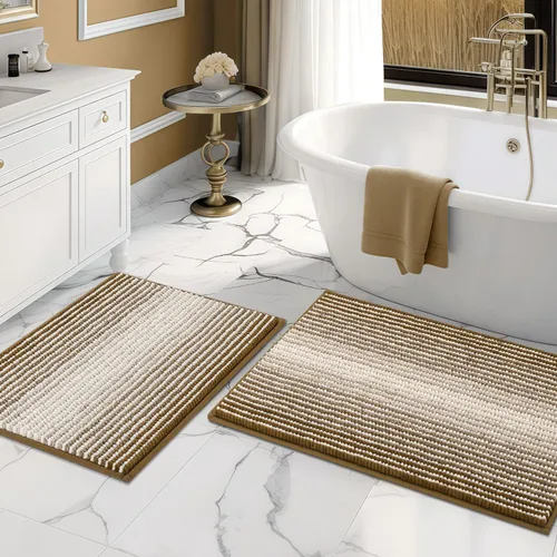 Vista 67 de BSICPRO Tapetes de baño de felpilla, 20 x 32 pulgadas, antideslizantes, absorbentes, suaves, peludos, para baño, lavables a máquina (salvia)