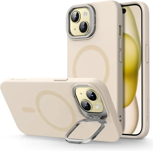 Vista 11 de ESR Funda para iPhone 14 Pro Max, Compatible con Funda de Silicona MagSafe con Soporte, Protección de Grado Militar, Soporte Integrado para Guardar