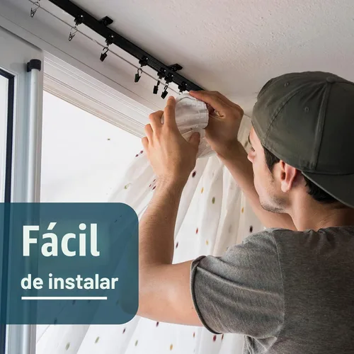 Vista 6 de Jetec Riel de cortina de techo curvado de 10 m/ 32.8 pies, soporte plegable para riel de cortina, litera, ventana, divisor de habitación, flexible