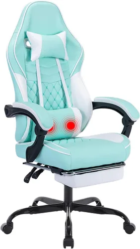 Vista 13 de Silla de escritorio para juegos para adultos, silla ergonómica para juegos Rosa + blanco
