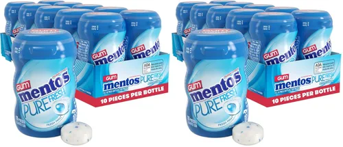 Vista 10 de Mentos Chicle Pure Fresh sin azúcar con xilitol, gaulteria, a granel, botella de 50 piezas (paquete de 6) Goma de mascar, perfecta para un aliento
