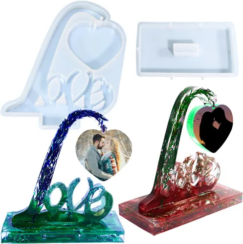 Vista 8 de Moldes de Resina para Marcos de Fotos Grandes, Moldes de Silicona en Forma de Corazón para Resina Epoxi, Exhibición de Marco de Fotos DIY Molde