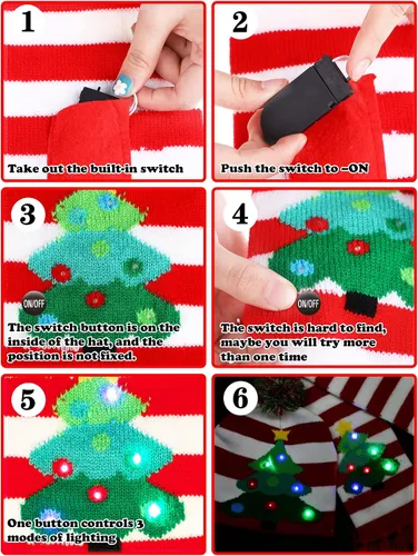 Vista 2 de SATINIOR 2 sombreros de Navidad con luz LED para fiesta de Navidad