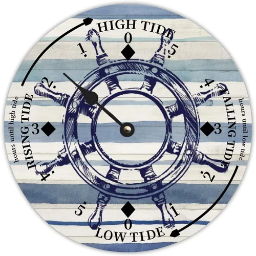 Vista 24 de Reloj de marea de estrella de mar oceánico, silencioso sin tictac, funciona con pilas, reloj de marea de madera, arte de pared, reloj de movimiento