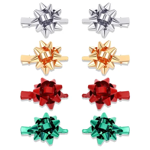 Vista 9 de PHALIN Pinzas para el cabello de Navidad para mujer, corona de copos de nieve, campanas de reno, horquillas para el pelo con diamantes de imitación