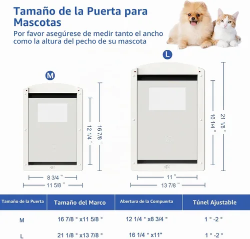Vista 6 de [Classicmacher] Puerta para perros grandes, puerta de marco blanco para perros grandes, puerta de plástico fuerte para perros y mascotas grandes
