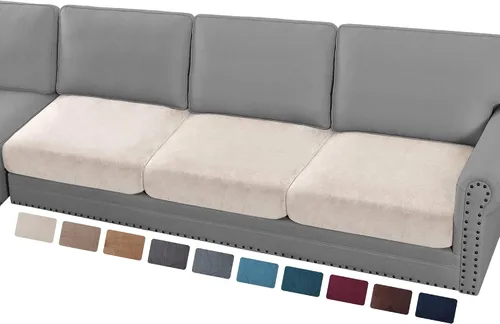 Vista 28 de PrinceDeco Fundas de cojín para sofá, funda elástica y lavable, funda de cojín ajustable de tela de terciopelo antideslizante, protector de muebles