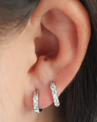 Vista 3 de Aretes de aro de acero inoxidable quirúrgico 316L de 0.316 onzas, 0.316 pulgadas, 0.394 pulgadas, 0.394 pulgadas, 0.472 pulgadas, aretes de lóbulo
