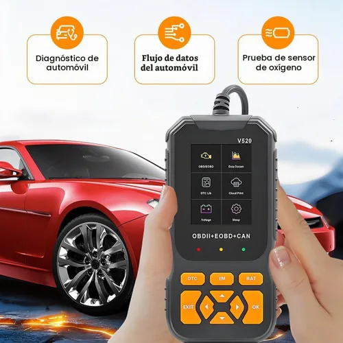 Vista 5 de Herramienta de diagnóstico del escáner de coche OBD2, V520 vehículo OBDII lector de código de motor con código de falla de borrado, probador