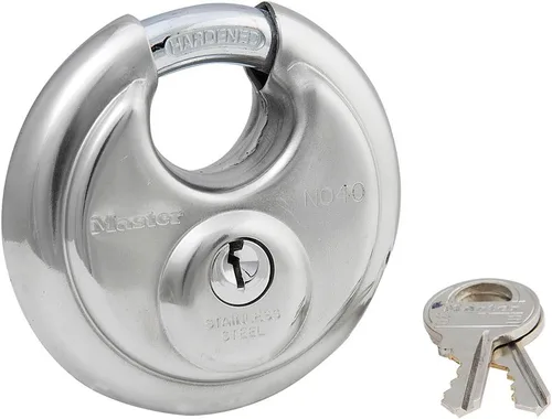Vista 7 de Master Lock 40D - Candado de disco de acero inoxidable con llave