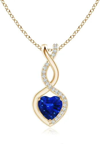 Vista 14 de Angara Heart-Shaped Blue Sapphire Infinity Pendant with Diamond Accents Oro Rosa