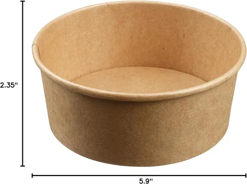 Vista 10 de Paquete de 50 cuencos de papel resistentes de 32 onzas con tapas, cuencos de sopa desechables, cuencos de ensaladas biodegradables, cuencos