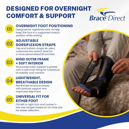 Vista 4 de Brace Direct Férula nocturna dinámica dorsal-posterior para fascitis plantar - Alivio nocturno para tendinitis de Aquiles, dolor de talón y pie