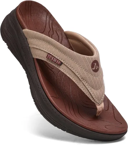 Vista 11 de Chanclas de plataforma ortopédicas para mujer con soporte de arco, sandalias de pata de gallo cómodas para recuperación, para caminar, con cierre