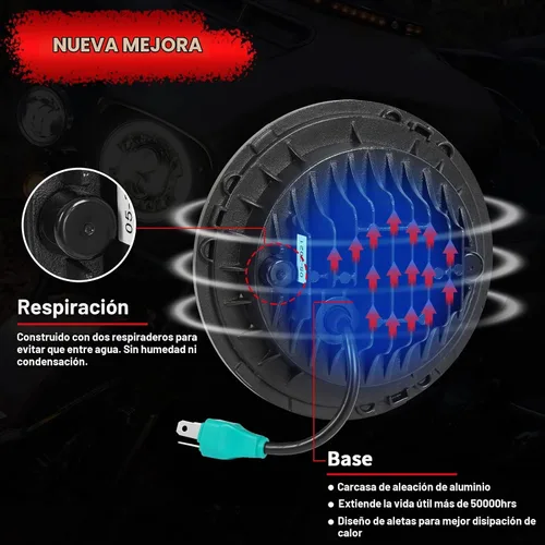 Vista 2 de Wisamic Faro LED para motocicleta de 7 pulgadas, lámparas de paso de 4.5 pulgadas, luces antiniebla y anillo de montaje, compatible con Harley Negro