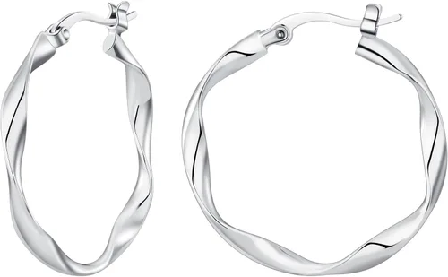 Vista 13 de Aretes de aro de plata para mujer, chapados en oro de 14 quilates Oro 40 mm.