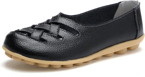 Vista 14 de VenusCelia Mocasines planos para caminar con nidos trenzados para mujer Beige
