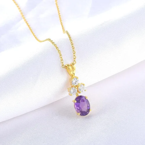 Vista 6 de Women's Necklace, Love Pendant with Birthstone Crystals, 18k Gold Plated, 18+2 inch Chain, Jewelry Gift for Wife, Mom, Sister - Birthday, Christmas