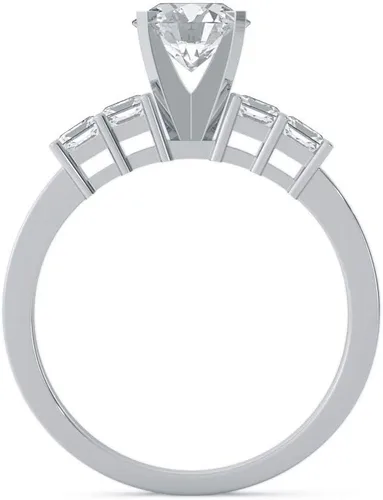 Vista 4 de Anillos de compromiso de moissanita de corte redondo de 1 CT para mujer para mujer, chapados en platino, plata
