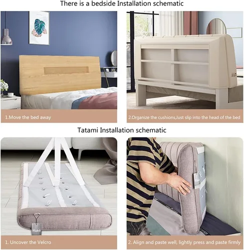 Vista 6 de Almohada de respaldo para cabecero grande, almohada de lectura triangular para cama de tamaño matrimonial individual queen, cojín de apoyo perfecto