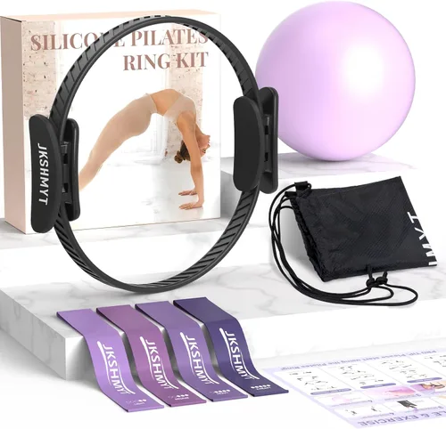 Vista 9 de Pilates Ring Kit for Women, Pilates Equipment – 14.5" Home Magic Circle Workout with Pilates Ball, Resistance Bands, Better me Pilates Essentials