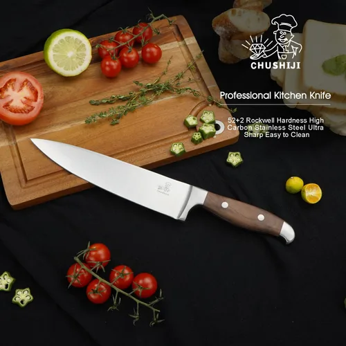 Vista 2 de Cuchillo de chef de 8 pulgadas, cuchillo de chef profesional japonés de acero inoxidable de alto carbono, cuchillo de cocina de chef afilado