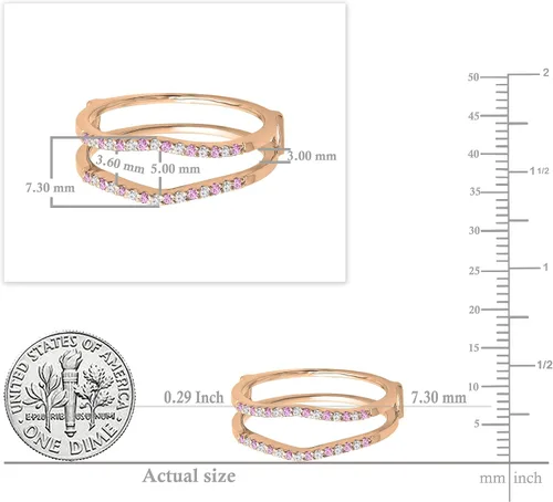 Vista 18 de Dazzlingrock Collection Anillo de protección redondo alternativo de zafiro rosa y diamante blanco para mujer en oro macizo de 10 quilates