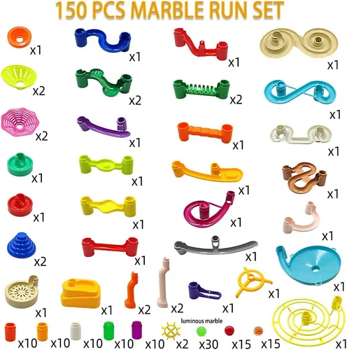 Vista 8 de DSHMIXIA Marble Run para niños de 3-4 y 5-8 años, 150 piezas de juguetes de construcción resistentes, juegos para niños, pista de carreras