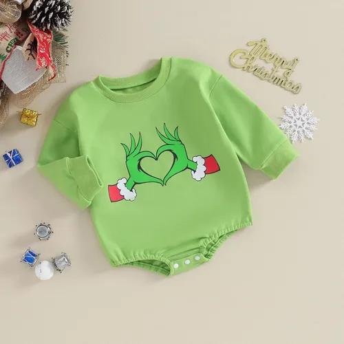 Vista 2 de MERSARIPHY Ropa de Navidad para bebé, sudadera para bebé, niño, niña, mameluco de Papá Noel para bebé, trajes de otoño e invierno