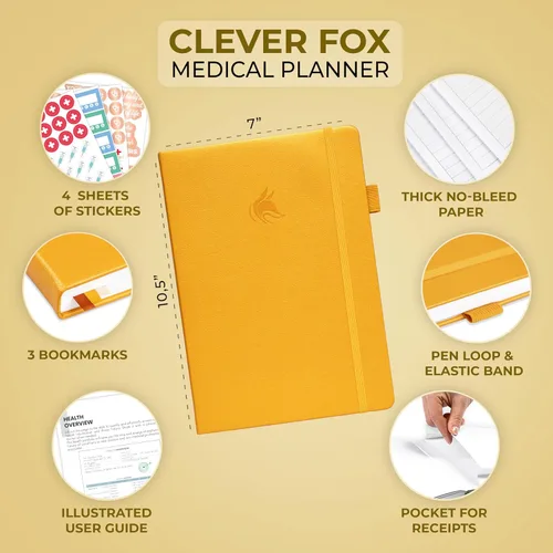 Vista 2 de Clever Fox Agenda médica grande de 12 meses – Cuaderno médico, diario de salud, diario de bienestar para rastrear la salud – 12 meses, 7 x 10.5