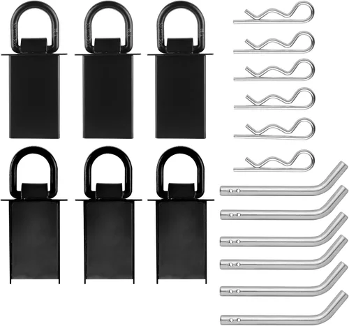 Vista 7 de 6 anillos en D de bolsillo de estaca para remolque con pasador de enganche de 2 x 4 pulgadas, 12000 libras de alta resistencia