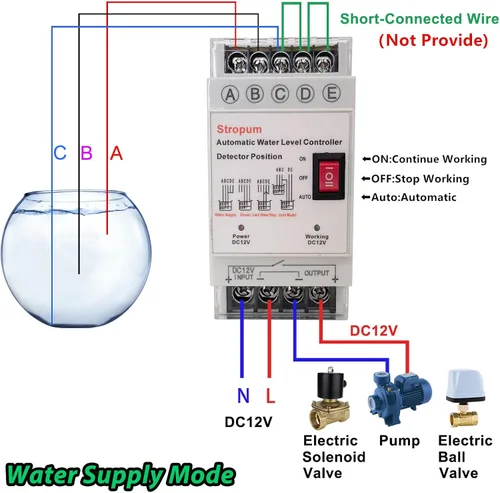 Vista 2 de DC 12V Controlador automático de nivel de agua Sensor de nivel de líquido Detector de bomba Interruptor de flotador Relé de control con detector