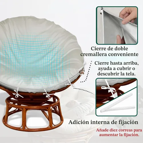 Vista 4 de Funda de cojín Papasan para exteriores solo para 40 a 50 Beige