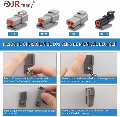 Vista 8 de JRready Kit de conectores Deutsch de 2 pines con contactos sólidos de tamaño 16 (14-20AWG), conector impermeable Deutsch de 2 pines de la serie