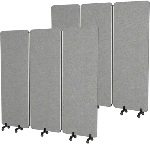 Vista 15 de Divisor de ambientes insonorizado, panel de privacidad con ruedas, divisor de pared de 4 paneles (marco de aluminio) para división de habitaciones