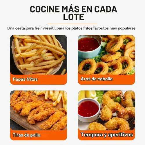 Vista 5 de Cesta para freidora, paquete de 2 cestas comerciales con asa lista para cocina