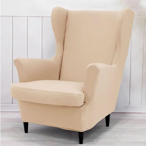 Vista 10 de Morbuy Funda para silla Wingback, 2 piezas, lavable, elástica, con respaldo de ala, fundas para silla con brazos para sala de estar, dormitorio