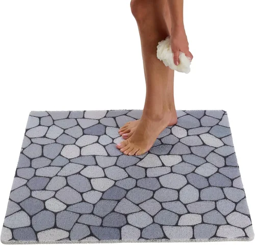Vista 16 de Enkosi Alfombra de ducha antideslizante Loofah para suelos de ducha, bañera, baños, zonas húmedas, alfombrilla de baño acolchada con agujeros