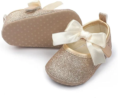 Vista 5 de COSANKIM Zapatos planos Mary Jane con suela de goma antideslizante para bebés y niñas pequeñas zapatos de vestir de princesa