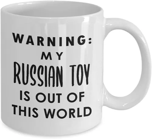 Vista 2 de Russian Toy Dog Breed Lover Coffee Mug Tea Cup - 11oz Novelty - Russkiy Toy Dog Puppy Pet Owner Funny Gag Themed Gifts Idea - Warning Out of This