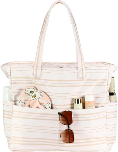 Vista 30 de Bluboon - Bolsa de playa impermeable para mujer, extra grande, con compartimento húmedo, para llevar de fin de semana, bolsa de piscina para viajes