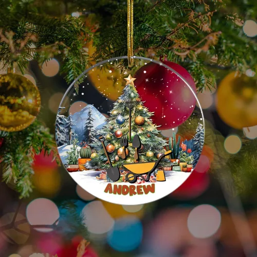 Vista 5 de Adorno personalizado de arbolista para mujeres y hombres, acrílico de Navidad, nombre personalizado, 2.90 x 2.90 pulgadas, árbol colgante