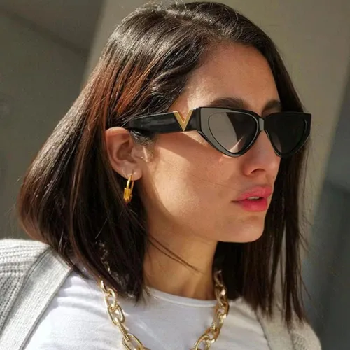 Vista 2 de Teumire Fashion Cat Eye Sunglasses for Women 90s Retro Trendy Y2K Aesthetic Vintage Small Black Shades 2 Pack
