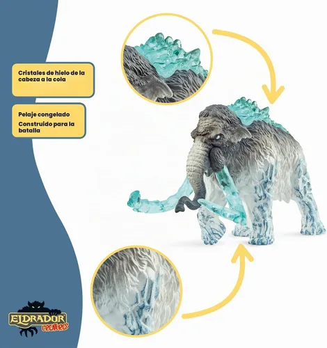 Vista 3 de Schleich Eldrador - Figura de juguete de mamut escarchado - Niños a partir