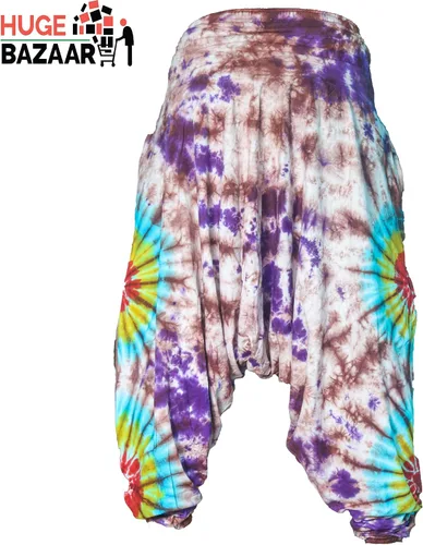 Vista 2 de Pantalones de yoga de teñido anudado para meditación, oraciones unisex por nepalí hecho a mano, tela auténtica Khaddar