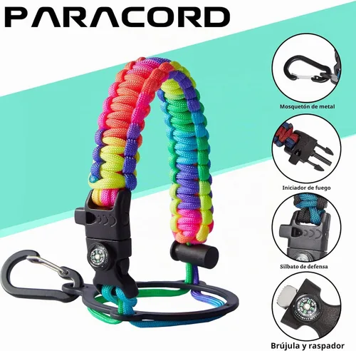 Vista 6 de Botella de agua aislada de 64 oz con asa de paracord - Jarra de agua de medio galón con popote y tapas con pico, funda para botella y funda
