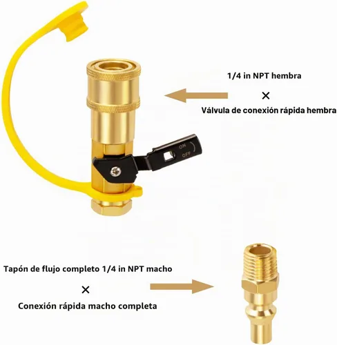 Vista 2 de DozyAnt Adaptador de conexión rápida de propano RV de 1/4 pulgadas para manguera de propano, propano o gas natural Kit de conexión o desconexión