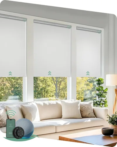 Vista 12 de Yoolax Persianas motorizadas con control remoto, persianas inteligentes opacas para ventanas, persianas enrollables motorizadas, persianas
