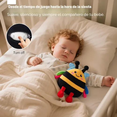 Vista 7 de hahaland - Juguete de abeja que rebota para el tiempo boca abajo, para 6 meses, juguete musical de abeja de peluche para bebés de 7, 8, 9, 10, 11